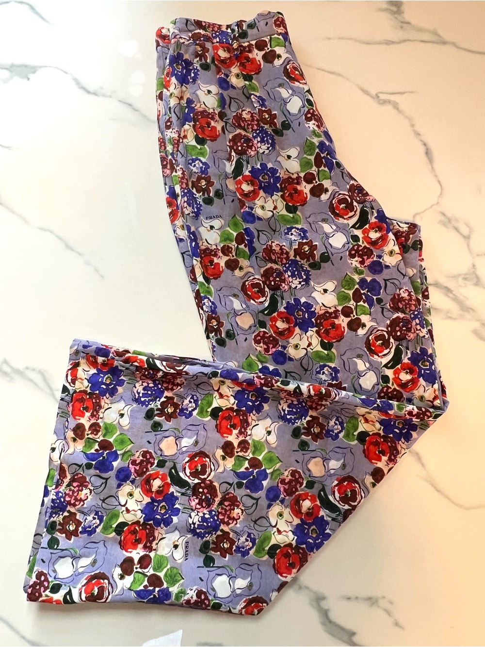 Vintage PRADA Pure Silk Floral Wide Leg High Waist Pants Miuccia Prada F/W 2018